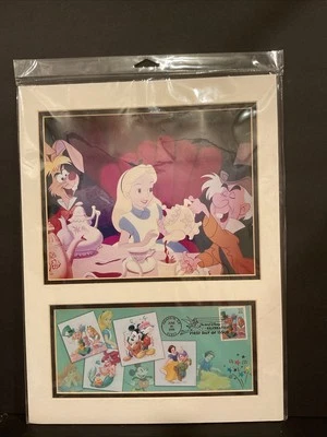 Alice Mad Hatter Tea Party Disney USPS First Day Of Issue Stamp Photo Mat 2005 - Image 1 of 2