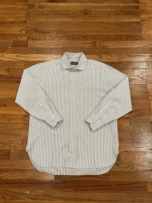 Paul Stuart Striped Button Down Linen Blend Shirt Men 16.5-33 - Image 1 of 4