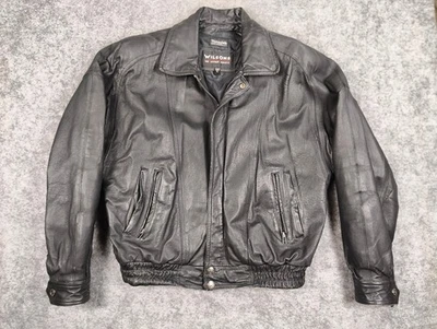 Abrigo de cuero Wilsons para hombre XL negro chaqueta de bombardero forro aislante Foto 1 de 4