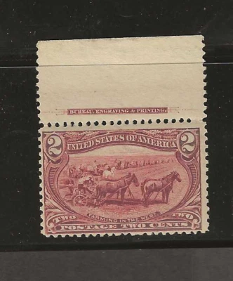 US Scott #286 mint never hinged 1898 2c brn red Trans Miss imprint single og f/v - Image 1 of 2