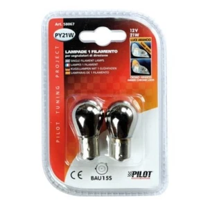 Lampada 1 filamento Cromo/Arancio 12V - PY21W FRECCE 2 PEZZI RICAMBIO AUTO LAMPA - Foto 1 di 5