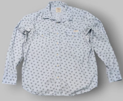 Lucky Brand Western Dungarees Shirt Men's Size XL - Blue Pearl Snap Denim Foto 1 de 4