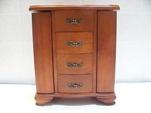 MELE Wooden Jewelry box Sankyo music box mirror necklace ring storage wood - Picture 1 of 12