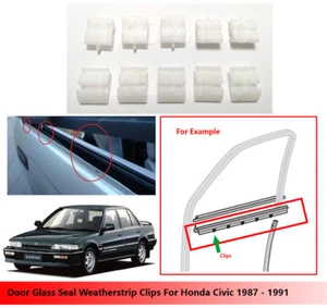 10X Door Glass Seal Weatherstrip Clips For Honda Civic 1987 1988 1989 1990 1991 - Picture 1 of 2