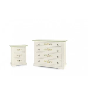 Shabby Chic Decorated Nightstand Classic 3 Drawers Flowers - Picture 1 of 2