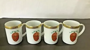 Set of 4 Vintage 1991 Gold Buffet Royal Gallery Red Faberge Egg Coffee Tea Mugs - Picture 1 of 5