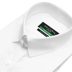 James Bond Inspired Snap Tab Loop Collar Men's White Wedding Dress Formal Shirt - Picture 1 of 8