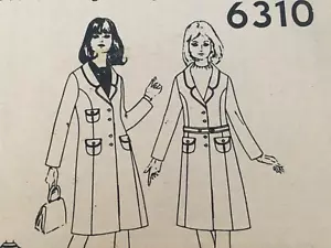 Simplicity Sewing Pattern 6310 Misses Coat Jacket Winter Vintage 1960s Size 14 - Picture 1 of 4