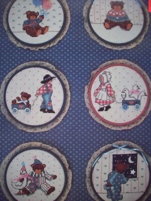 Buttons & Bows Teddy bears  cross stitch pattern  - Image 1 of 2