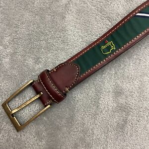 The Masters Augusta National Golf Course Belt Canvas Leather Green Men’s Size 38