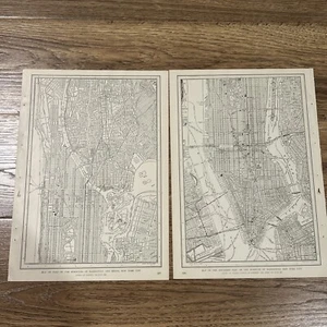 Antike 1917 (2 Stück) Karte von Manhattan New York City je 15 x 11 cm - Bild 1 von 10