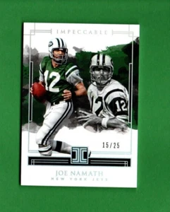 Joe Namath JETS QB 2018 Panini Impeccable Silver #/25 Parallel NFL Football Card - Picture 1 of 7