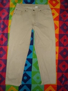 mens 36x31 destroyed Cuffs EDDIE BAUER USA JEANS light beige rigid sturdy denim - Picture 1 of 7