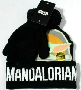 Star Wars - The Mandalorian Kids Beanie + Gloves - Baby Yoda - Winter Hat Toque - Picture 1 of 3