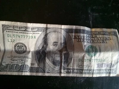 fancy serial number 100 dollar bill 2003 Lucky 777 Serial Number - Image 1 of 4