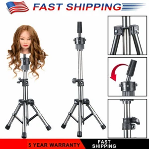 Wig Holder Stand Adjustable Tripod Manikin Mannequin Head Hairdressing Training - Picture 1 of 12