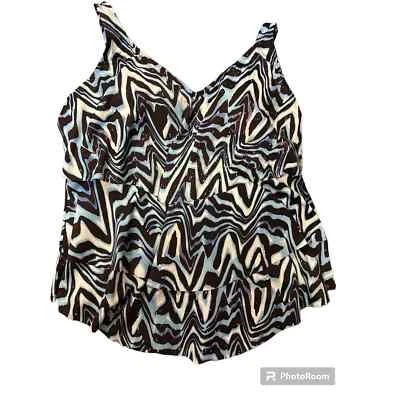 Camiseta Tankini Avenue Tres Niveles Negra y Azul Talla 24W Foto 1 de 3
