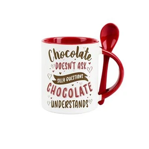 Novedad Juego de Taza y Cuchara de Chocolate Caliente - Regalos de Cerámica Roja para Amantes del Chocolate - Imagen 1 de 4