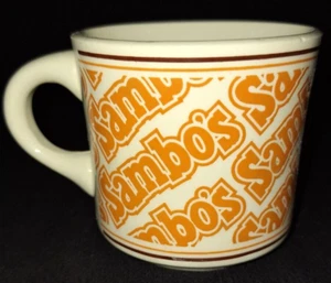 VINTAGE 1970er SAMBO'S RESTAURANT WARE ORANGE DINER KAFFEEBECHER TEETASSE PFANNKUCHENHAUS - Bild 1 von 6
