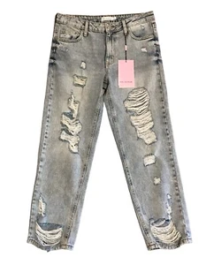 Avec Les Filles Crop Jeans NWT Distressed High Waist Straight Ripped Women’s 27 - Picture 1 of 10