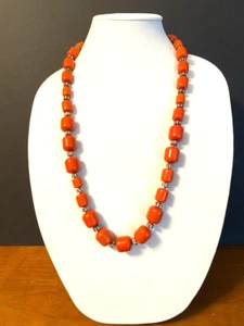 J. Crew Orange Lucite Necklace w/Rhinestones 29” L Retired - Picture 1 of 3