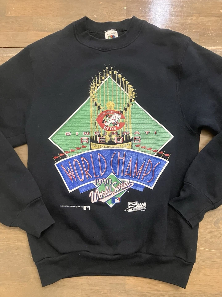 Cincinnati Reds World Series Champions Vintage Crew Neck Sweatshirt 1990 Medium - Image 1 of 4