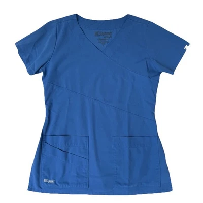 Grey’s Anatomy Scrub Top Women’s Small Royal Blue V-Neck Stretch Medical Uniform - Image 1 of 4