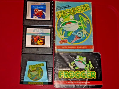 Atari 5200 Lot Frogger CIB, Pac-Man & Kangaroo Carts - Image 1 of 4