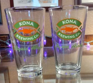 Set of 2 Kona Brewing Company Liquid Aloha Bar Ware Glasses - Picture 1 of 6