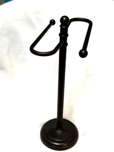 Toallero de mano independiente para encimera de bronce de baño de 2 barras 14" de alto - Imagen 1 de 3