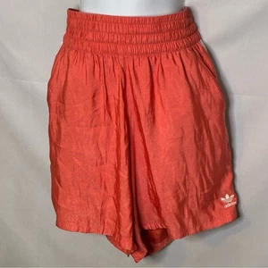 Adidas Trace Scarlet Satin Shorts size Medium GUC Athleisure Lounge Bottoms - Picture 1 of 5
