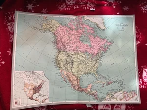 GENUINE ANTIQUE HARMSWORTH 1901 MAP OF USA CANADA TRADE , EXTRA LARGE - Picture 1 of 5