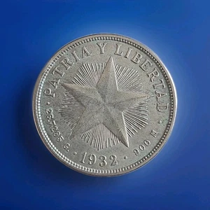 ORIGINAL  MONEDA  DE PLATA 1932 UN PESO  REPUBLICA DE COUBA High GRADE BIG Offe - Imagen 1 de 3