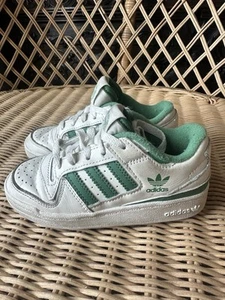 Adidas Forum Low Little Kids' 11 Shoes White & Green Stripes - Picture 1 of 8