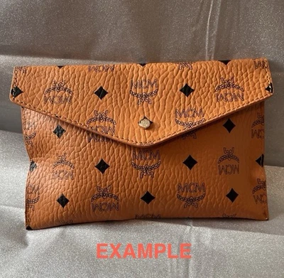 Authentic MCM Envelope Pouch Clutch Cognac Visetos Novelty GWP New - Image 1 of 3