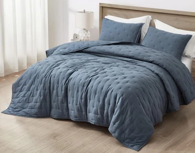 3-Piece Rayon Derived from Bamboo/Polyester Blended Crescent Stitched Quilt Set - Image 1 of 4