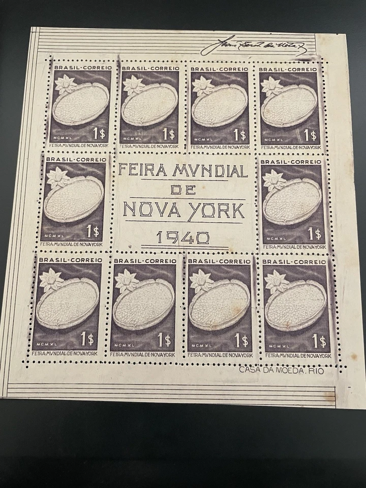 RHM:#B-4 Mi: #BL3 Sn: #496a 1940-42 Brazil FEIRA MUNDIAL DE NOVA IORQUE purple - Image 1 of 2