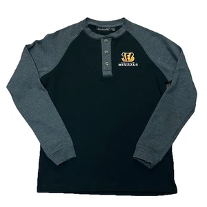 Cincinnati Bengals Mens Sz Large Dunbrooke Black Gray Long Sleeve Waffle Thermal - Picture 1 of 8