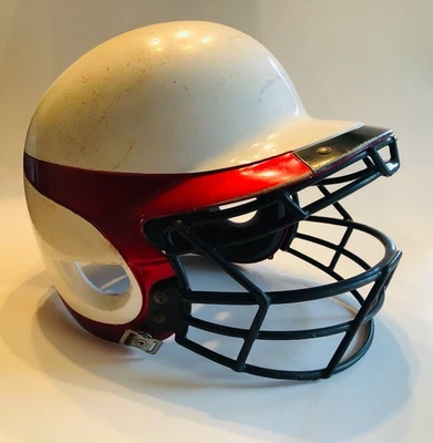 Casco de softbol Worth WLBH 6-3/4 a 7-7/8 blanco y rojo con jaula Foto 1 de 4