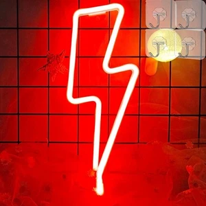 Lightning Bolt Neon Sign, Led Light Sign for Wall Decor, Red  - Picture 1 of 8