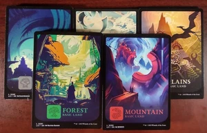 EDH FULL ART Basic Land Set of 5 ~mtg LOST CAVERNS OF IXALAN Dinosaur Mana - Picture 1 of 6