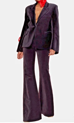 Cynthia Rowley Black Velvet 2 piece suit SZ L/10 NWOT Original Price $870 - Image 1 of 4