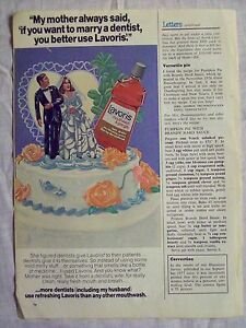 1977 Magazine Advertisement Page Lavoris Mouthwash & Gargle Wedding Cake Ad