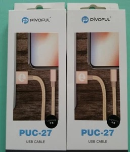 Lot of TWO Braided Charger Cable Sync Charging Cord Power Cell Phone USB APPLE - Picture 1 of 3