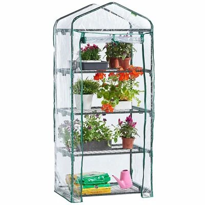 4 TIER MINI GREENHOUSE OUTDOOR GARDEN PLANTING SMALL PVC GROWHOUSE WITH SHELVES