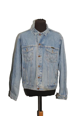 VINTAGE WRANGLER DENIM TRUCKER JACKET SIZE L FADED BLUE 1980'S WORN THORN — 第 1/4 张图片