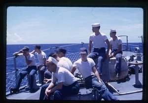 Vietnam War Transparency Slide USN Sailors T-shirts Sitting On Ship Deck - Picture 1 of 2