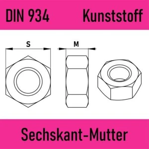 Tuerca plástica DIN 934 6KT M4 M5 M6 - modelismo GHW - Imagen 1 de 10