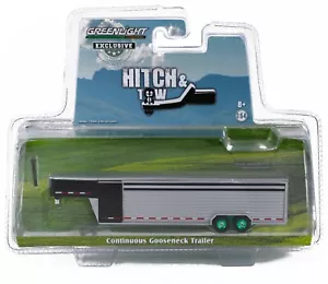 1:64 GreenLight BLACK & ALUMINUM* Solid Row Side LIVESTOCK TRAILER GREEN MACHINE - Picture 1 of 1
