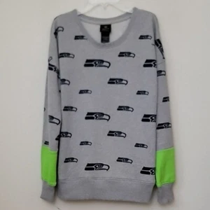 NFL Seahawk Gray Graphic Green Colorblock Long Sleeves Sweatshirt Junior 11/13 - Picture 1 of 15
